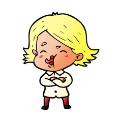 cartoon girl pulling face