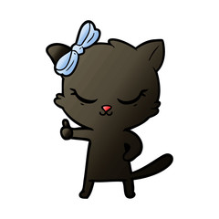 cute cartoon cat with bow