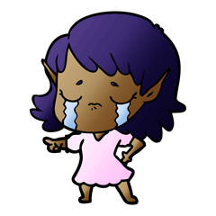 crying cartoon elf girl