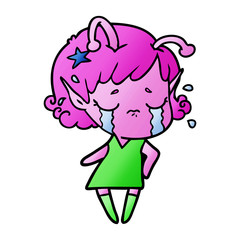 cartoon crying alien girl