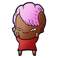 cute cartoon girl with hipster haircut
