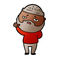 Obraz premium cartoon worried man with beard