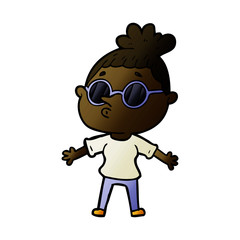 cartoon woman wearing sunglasses