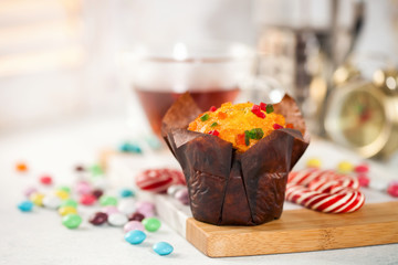 Sweet muffin with dried fruits
