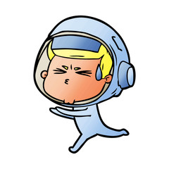 cartoon stressed astronaut