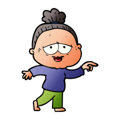 cartoon happy old lady