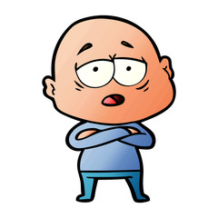 cartoon tired bald man
