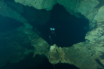 divers underwater caves diving Florida United States of America