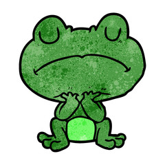 cartoon frog waiting patiently