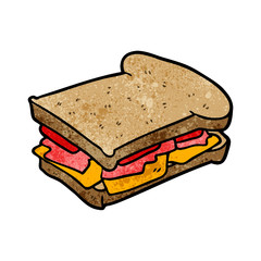 cartoon ham cheese tomato sandwich