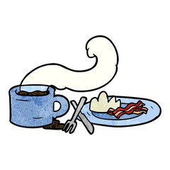 cartoon breakfast of coffee and bacon