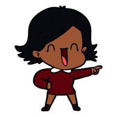 cartoon laughing woman pointing