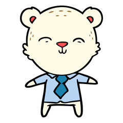 happy cartoon polar bear office worker