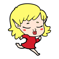 pretty cartoon elf girl running