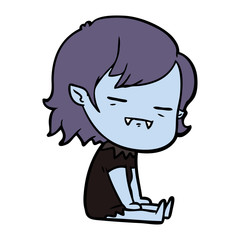 cartoon undead vampire girl sitting