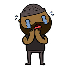 Fototapeta premium cartoon bearded man crying