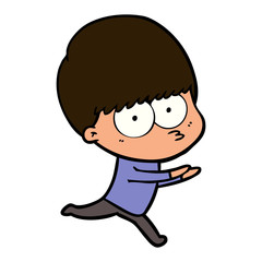 nervous cartoon boy