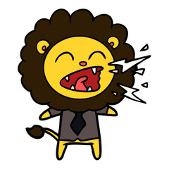 cartoon roaring lion businessman