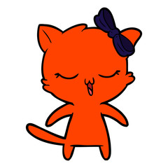 cartoon cat with bow on head