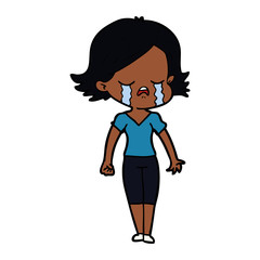 Fototapeta premium cartoon girl crying