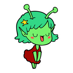happy alien girl cartoon