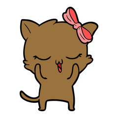 cartoon cat with bow on head