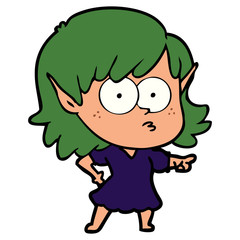 cartoon elf girl staring