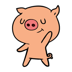 happy cartoon pig waving