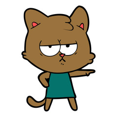bored cartoon cat pointing