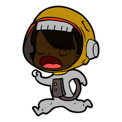 cartoon astronaut woman running