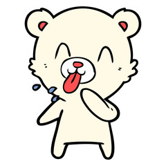 rude cartoon polar bear sticking out tongue