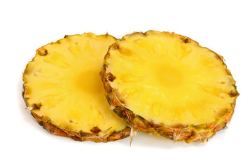 pineapple slices isolated on white background closeup