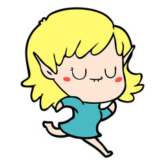 happy cartoon elf girl running