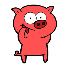 cheerful pig cartoon