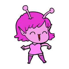 cartoon alien girl laughing