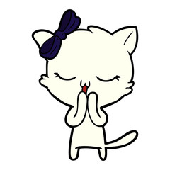 cartoon cat with bow on head