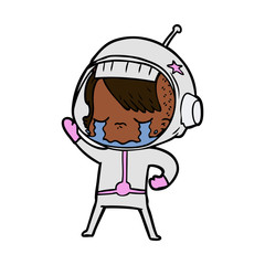 cartoon crying astronaut girl