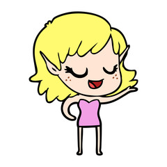 happy cartoon elf girl