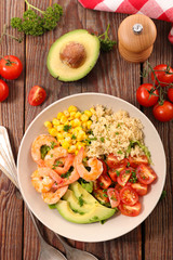 vegetable salad and shrimp