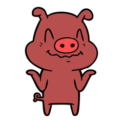Fototapeta premium nervous cartoon pig