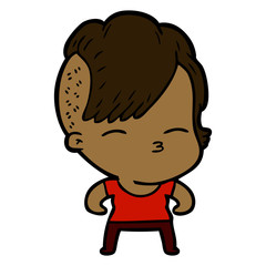 cartoon girl muscle posing