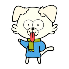 cartoon dog in winter clothes