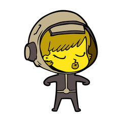 Obraz premium cartoon pretty astronaut girl