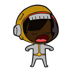 cartoon astronaut woman explaining