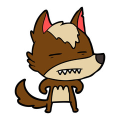 cartoon wolf showing teeth
