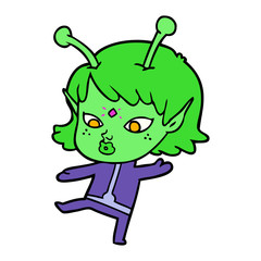 pretty cartoon alien girl