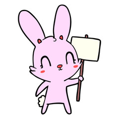 cute cartoon rabbit with sign