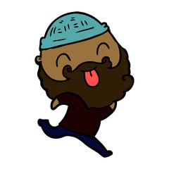 running man with beard sticking out tongue