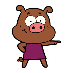 happy cartoon pig