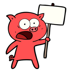 cartoon pig protesting